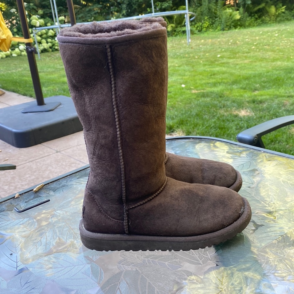 Uggs - chocolate brown, tall, Girls size 4.